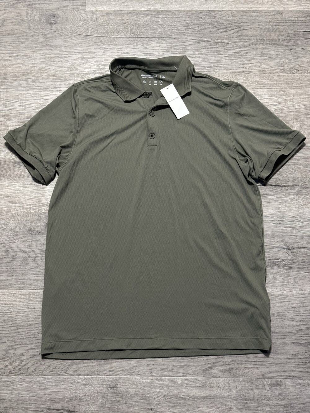 NWT Abercrombie & Fitch Soft A&F Air Knit Polo Short Sleeve Shirt Top Green M